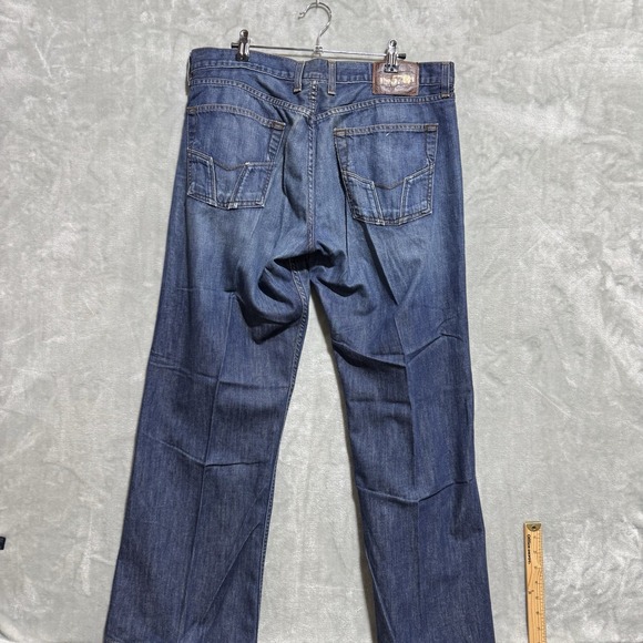 Lucky Brand Straight Leg Jeans Men's 34 Blue Washed USA Made Y2K 5 Pocket Design - Picture 2 of 8